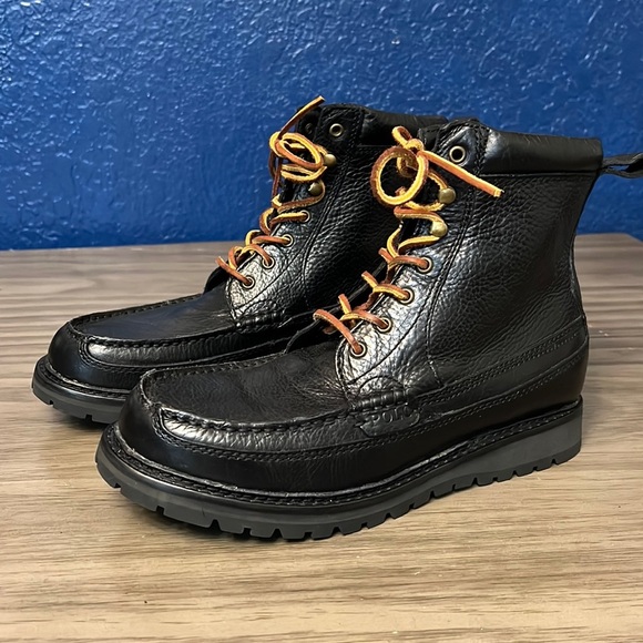 POLO RALPH LAUREN MEN’S WILINGCOTT BLACK LEATHER BOOTS 9D - Picture 1 of 16